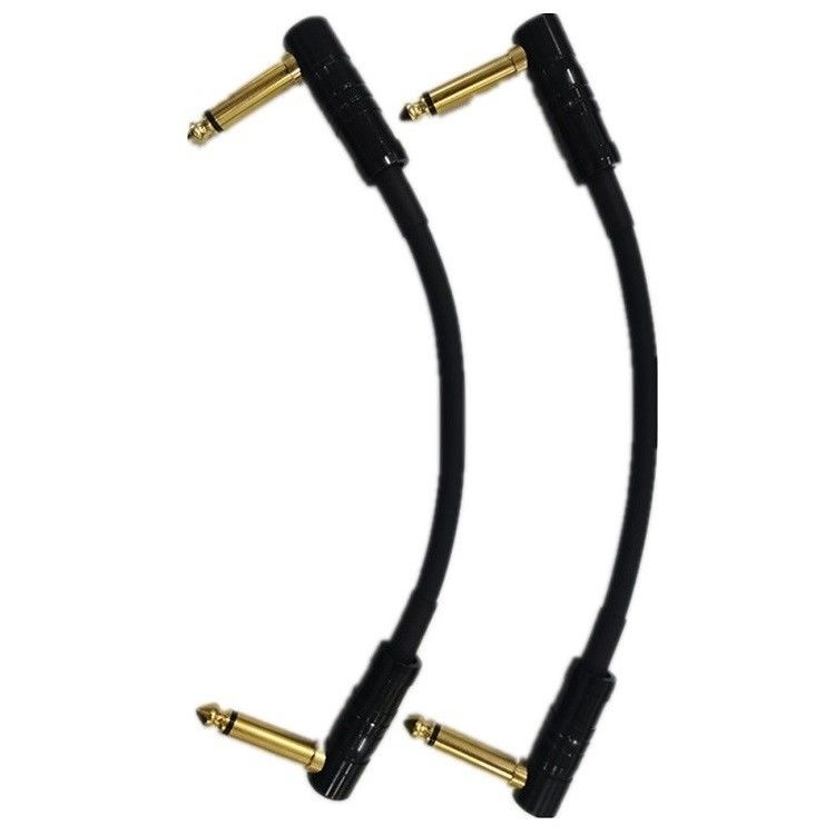 Petits câbles de patch de guitare 2 pièces Pack 6.35mm encoche angulaire câble de la pédale de guitare