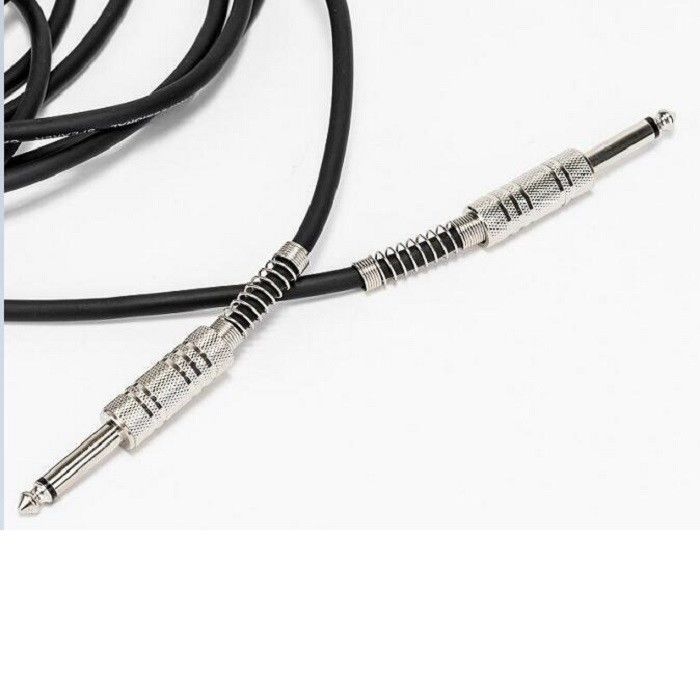 Cable audio pour guitare noire Cordon d'amplificateur pour basse Cable de guitare noire 1/4 pouce 6,35 droit